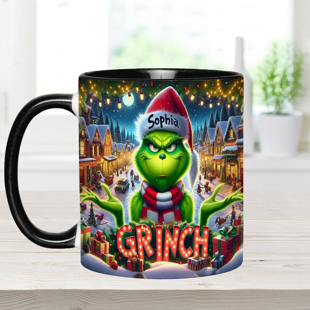 Personalized Christmas Accent Mug Custom Name Grinch Gift Accent Mug GradoCreations