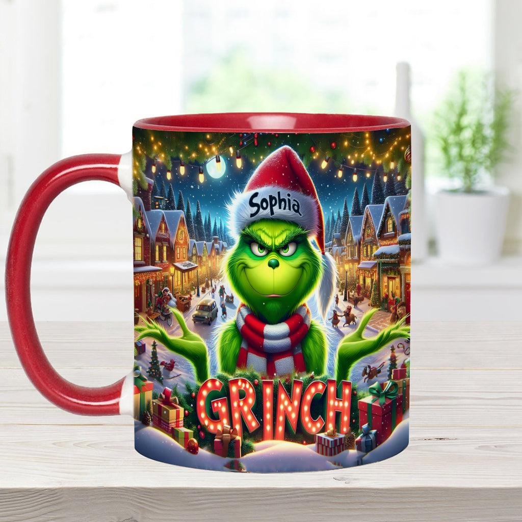 Personalized Christmas Accent Mug Custom Name Grinch Gift Accent Mug GradoCreations