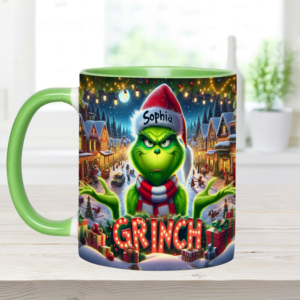 Personalized Christmas Accent Mug Custom Name Grinch Gift Accent Mug GradoCreations