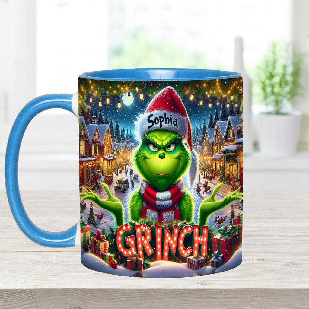 Personalized Christmas Accent Mug Custom Name Grinch Gift Accent Mug GradoCreations