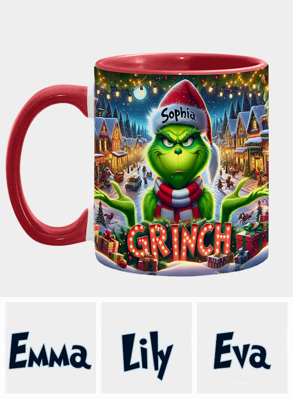 Personalized Christmas Accent Mug Custom Name Grinch Gift Accent Mug GradoCreations