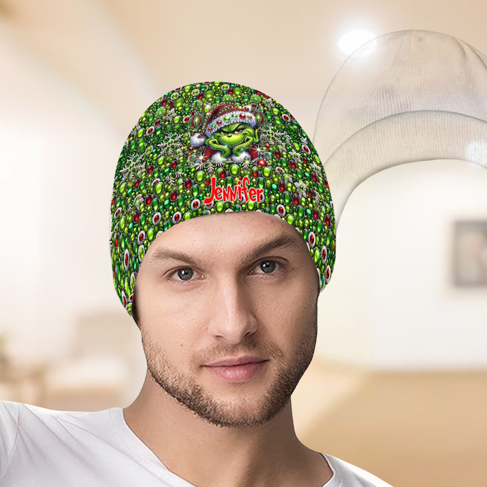 Personalized Grinch Beanie Hat Custom Name Christmas Gift Beanie Hat GradoCreations