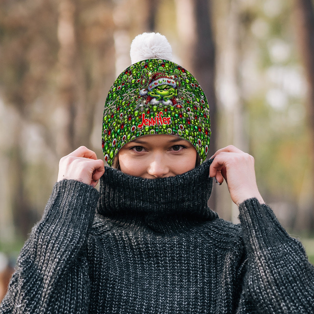 Personalized Grinch Beanie Hat Custom Name Christmas Gift Beanie Hat GradoCreations