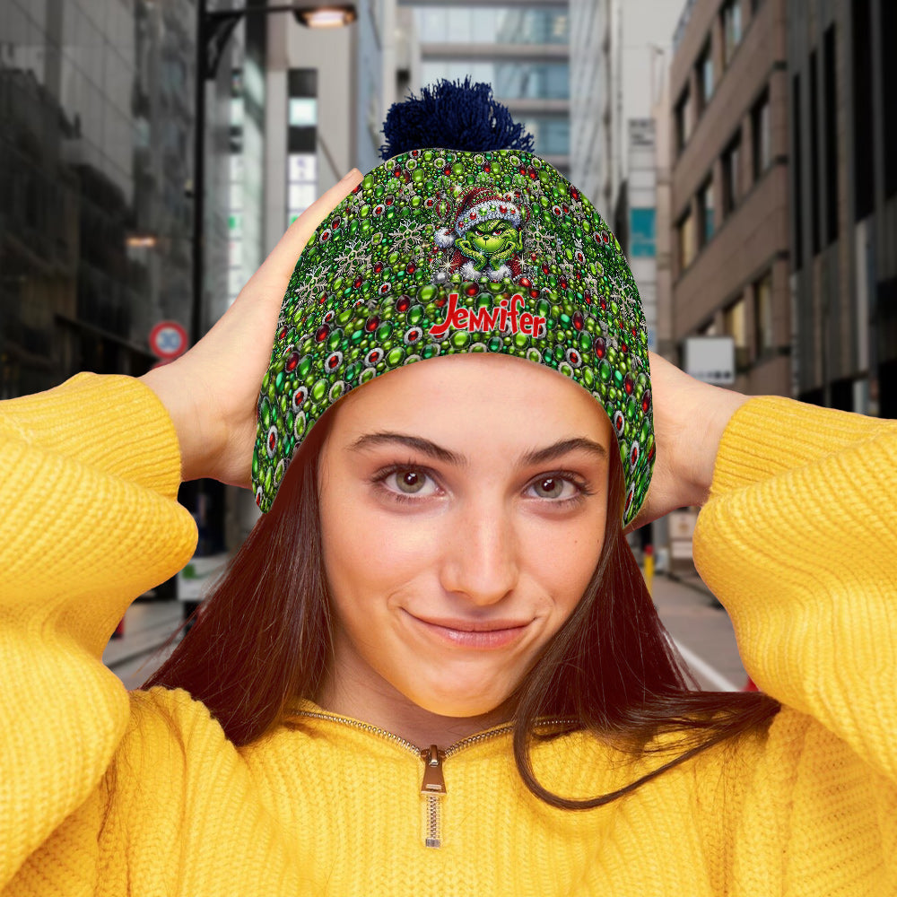 Personalized Grinch Beanie Hat Custom Name Christmas Gift Beanie Hat GradoCreations