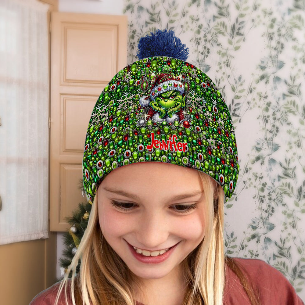 Personalized Grinch Beanie Hat Custom Name Christmas Gift Beanie Hat GradoCreations