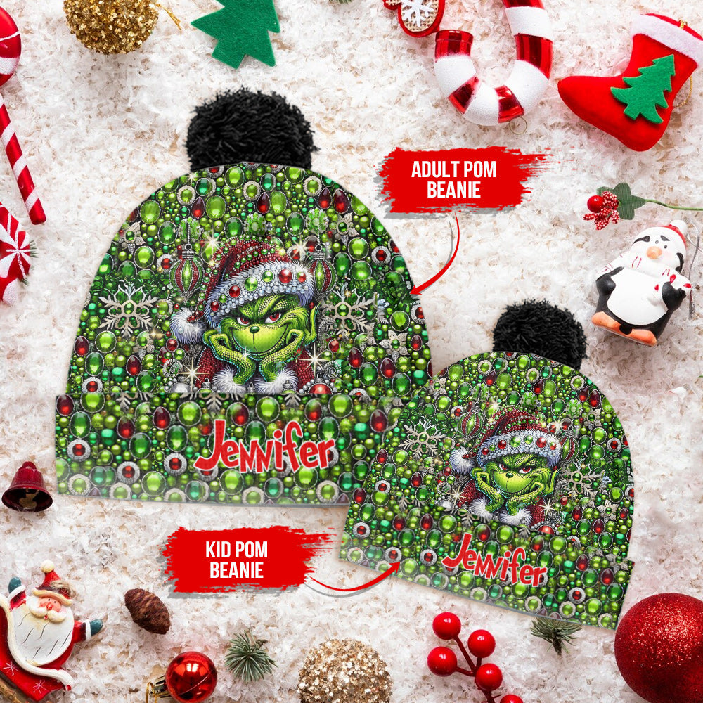 Personalized Grinch Beanie Hat Custom Name Christmas Gift Beanie Hat GradoCreations