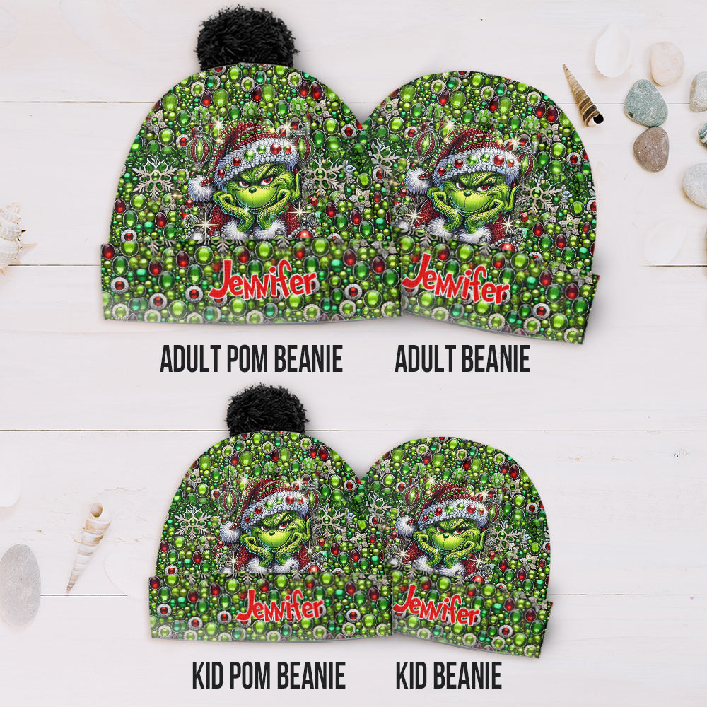 Personalized Grinch Beanie Hat Custom Name Christmas Gift Beanie Hat GradoCreations