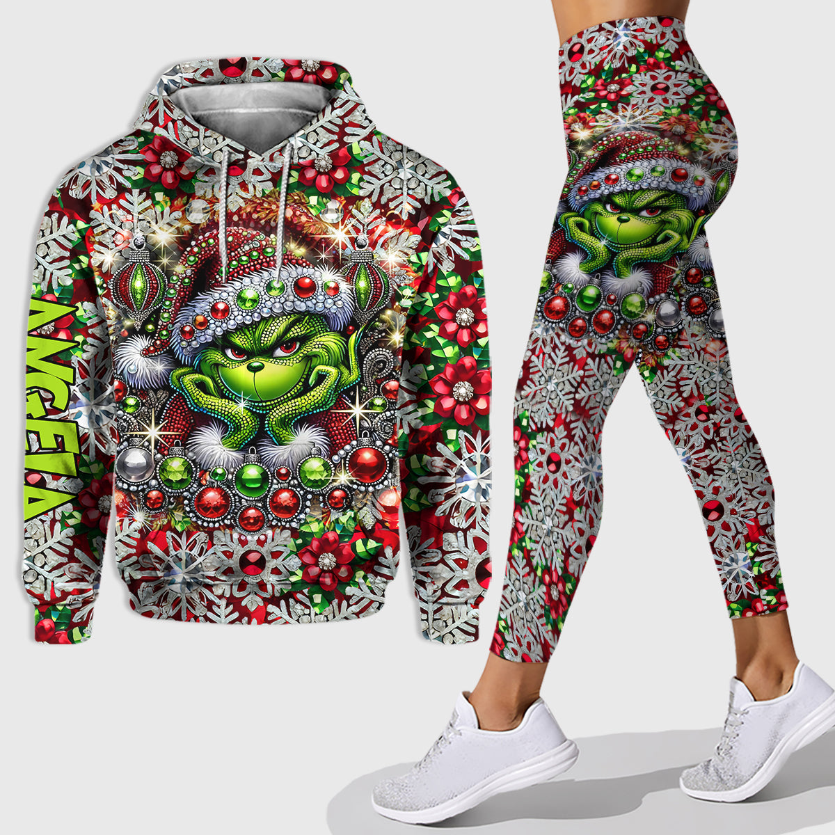 Personalized Grinch Hoodie & Leggings Christmas Gift for Family Hoodie & Leggings GradoCreations