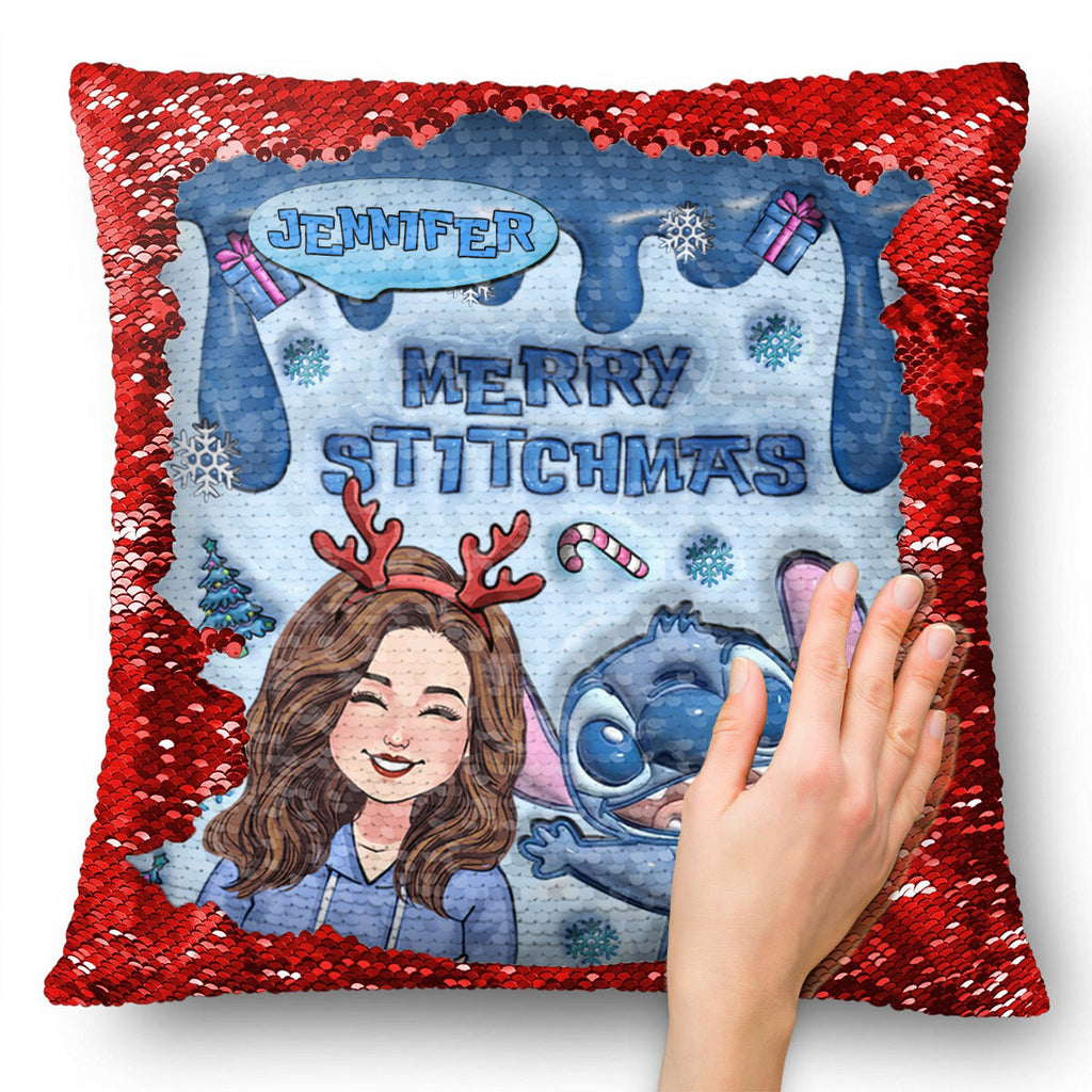 Personalized Sequin Pillow Cover Merry Christmas Gift for Mom Sequin Pillow Cover GradoCreations
