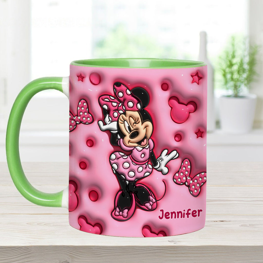 Personalized Pink Minnie Mouse Accent Mug with Custom Name Gift Accent Mug GradoCreations