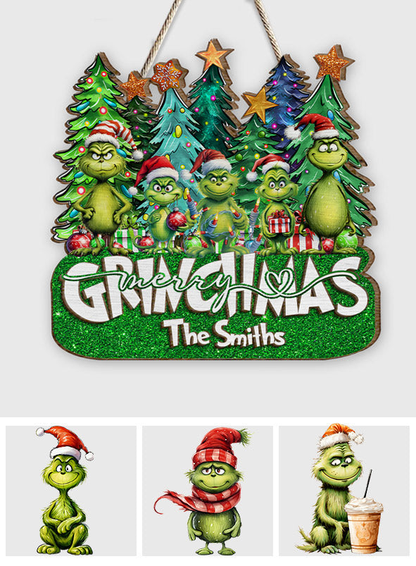 Personalized Merry Grinchmas 2 Layered Wood Sign for Christmas 2 Layered Wood Sign GradoCreations