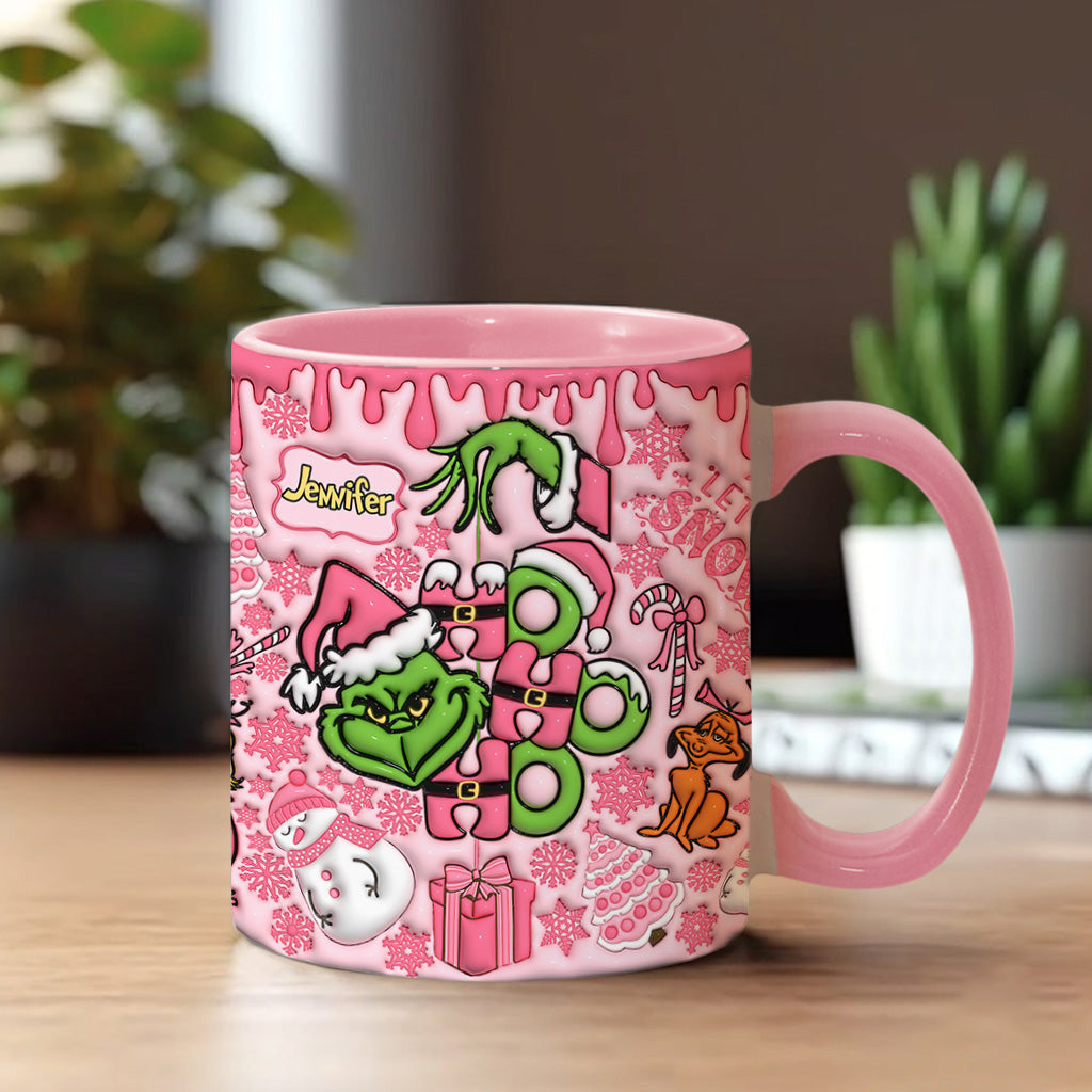 Personalized Grinch Christmas Accent Mug with Custom Name for Holiday Gifts Accent Mug GradoCreations
