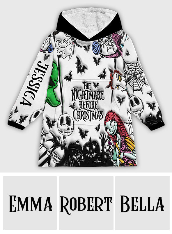 Personalized Nightmare Blanket Hoodie Custom Name Gift for Halloween Blanket Hoodie GradoCreations
