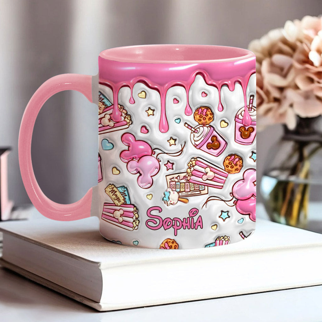 Personalized Pink Mouse Ears Accent Mug Custom Name Gift for Birthday Accent Mug GradoCreations
