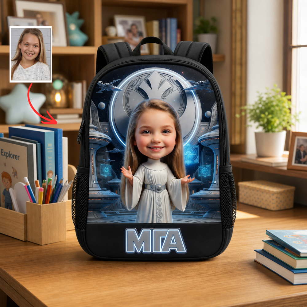 Custom Photo Galaxy Star Kids Personalized Backpack Set for School School Bag+ GradoCreations