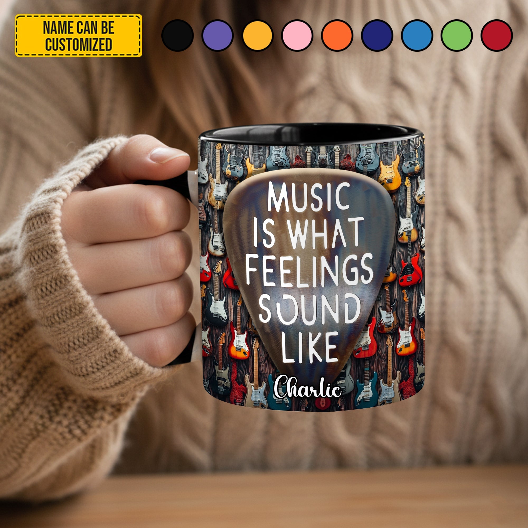 Personalized Guitar Lover Mug Custom Name Gift for Musician GradoCreations