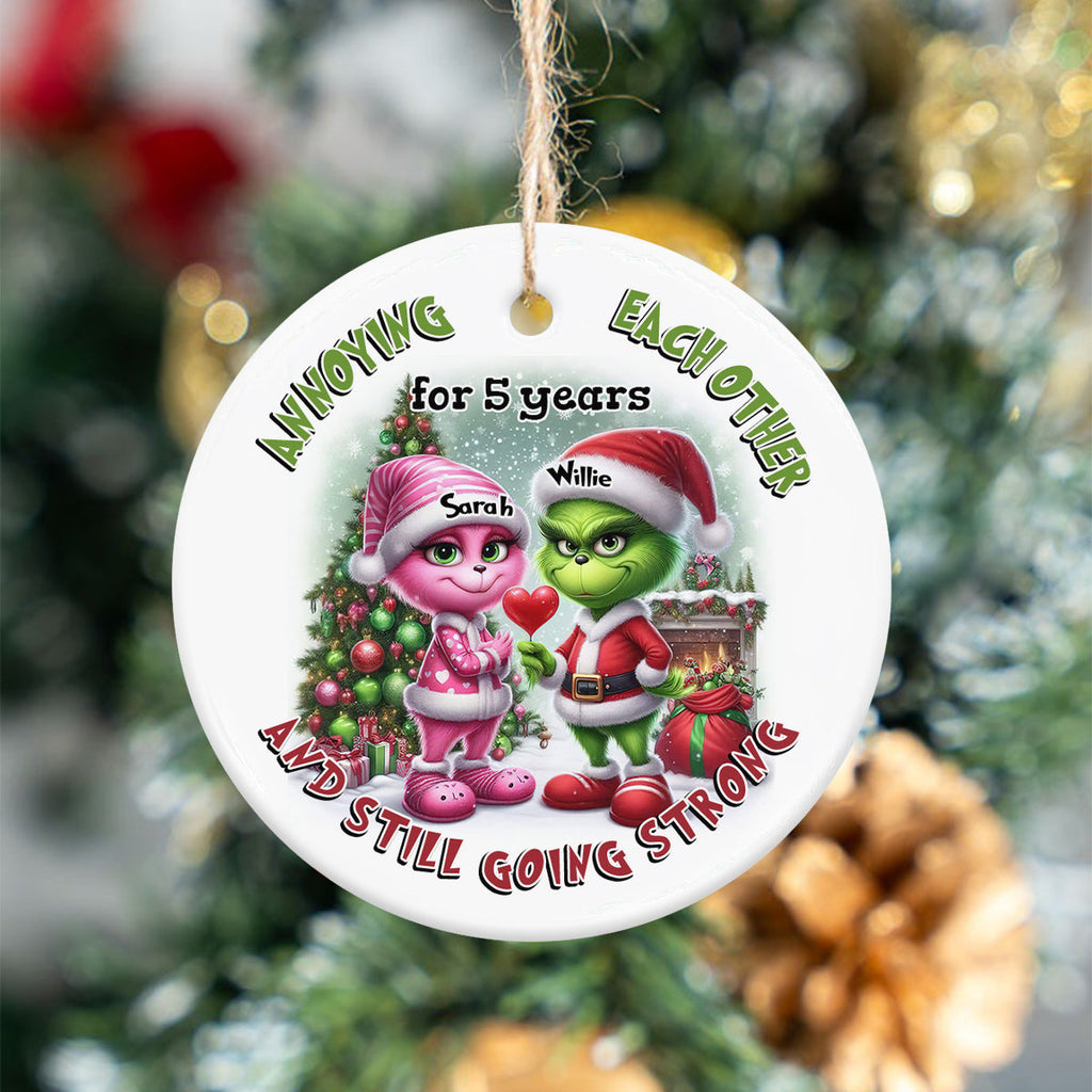Personalized Ceramic Christmas Ornament Annoying Each Other Gift for Couple Ceramic Circle Ornament GradoCreations