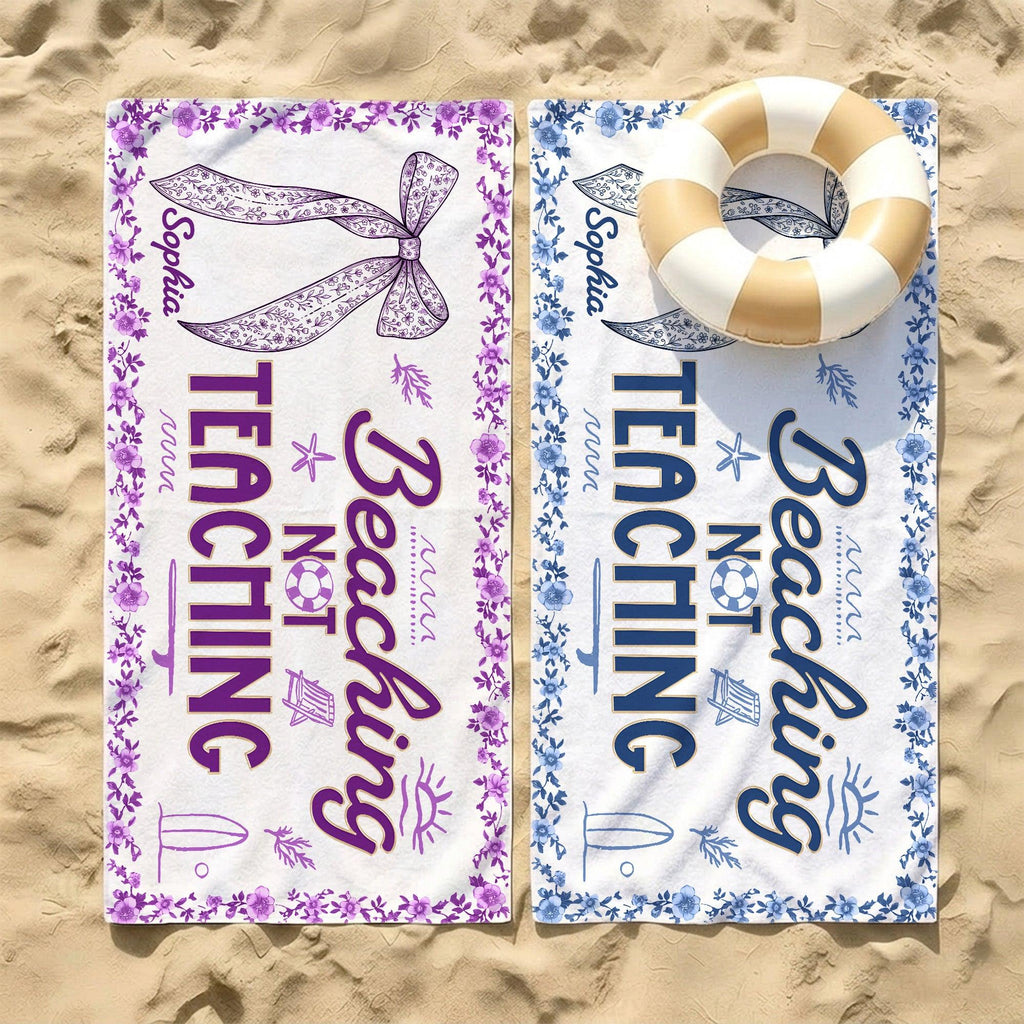 Personalized Floral Beach Towel with Name Gift for Teacher
