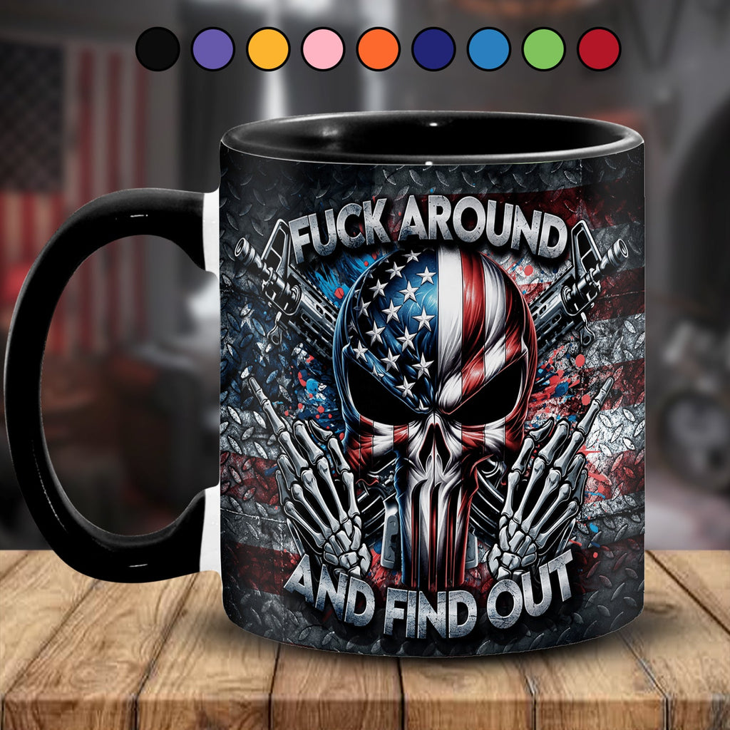 Personalized Ceramic Bold Patriotic Skull Accent Mug Gift GradoCreations