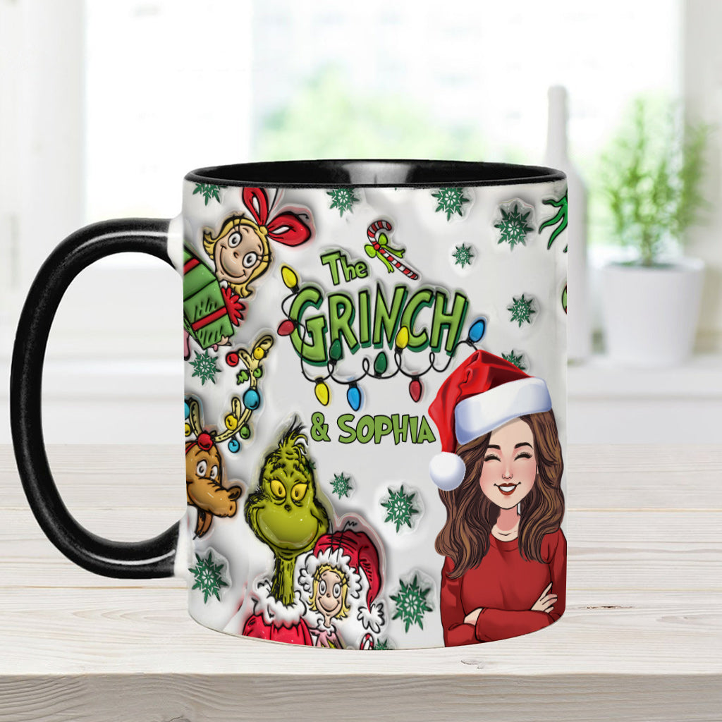 Personalized Accent Mug Custom Name Grinch Design Gift for Christmas Accent Mug GradoCreations