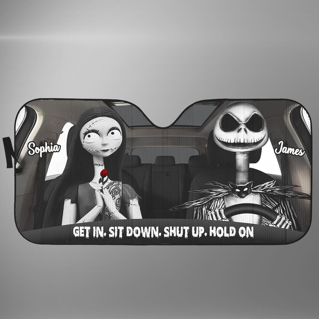 Personalized Nightmare Car Sunshade Custom Names Gift for Couple Car Sunshade GradoCreations