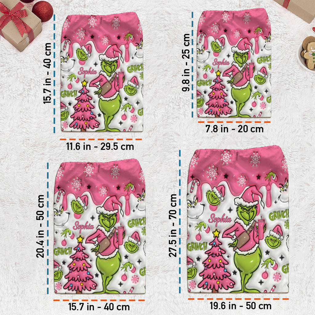 Personalized Grinch Drawstring Tote Bag Custom Name Christmas Gift Drawstring Tote Bag GradoCreations