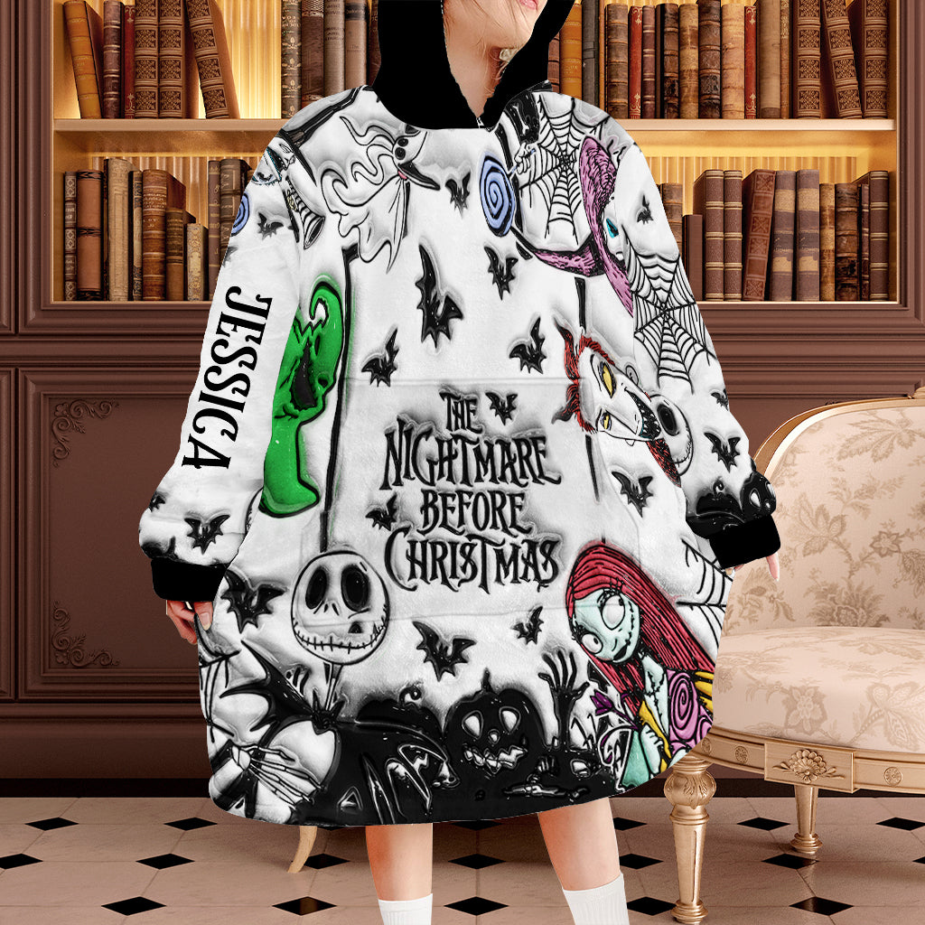 Personalized Nightmare Blanket Hoodie Custom Name Gift for Halloween Blanket Hoodie GradoCreations
