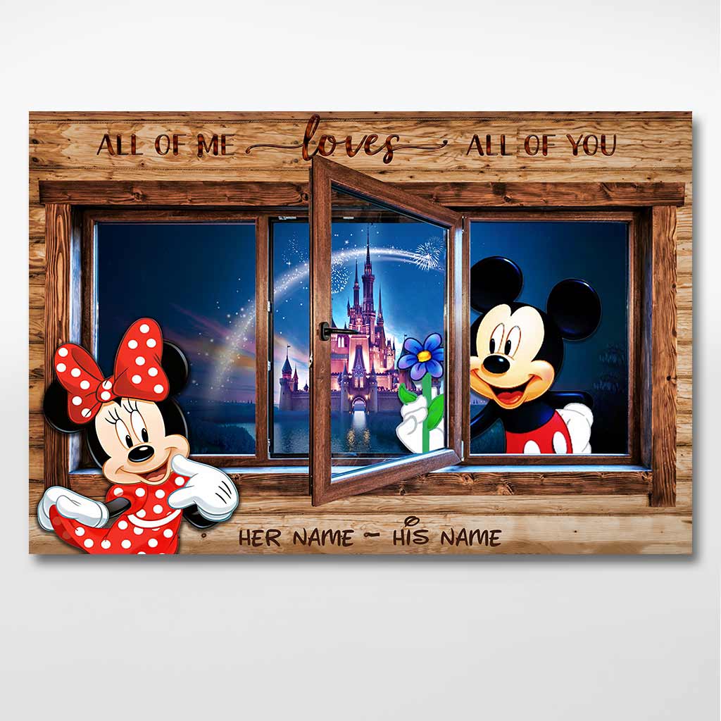 Personalized All of Me Mouse Poster Custom Names Gift for Couples Canvas and Poster GradoCreations