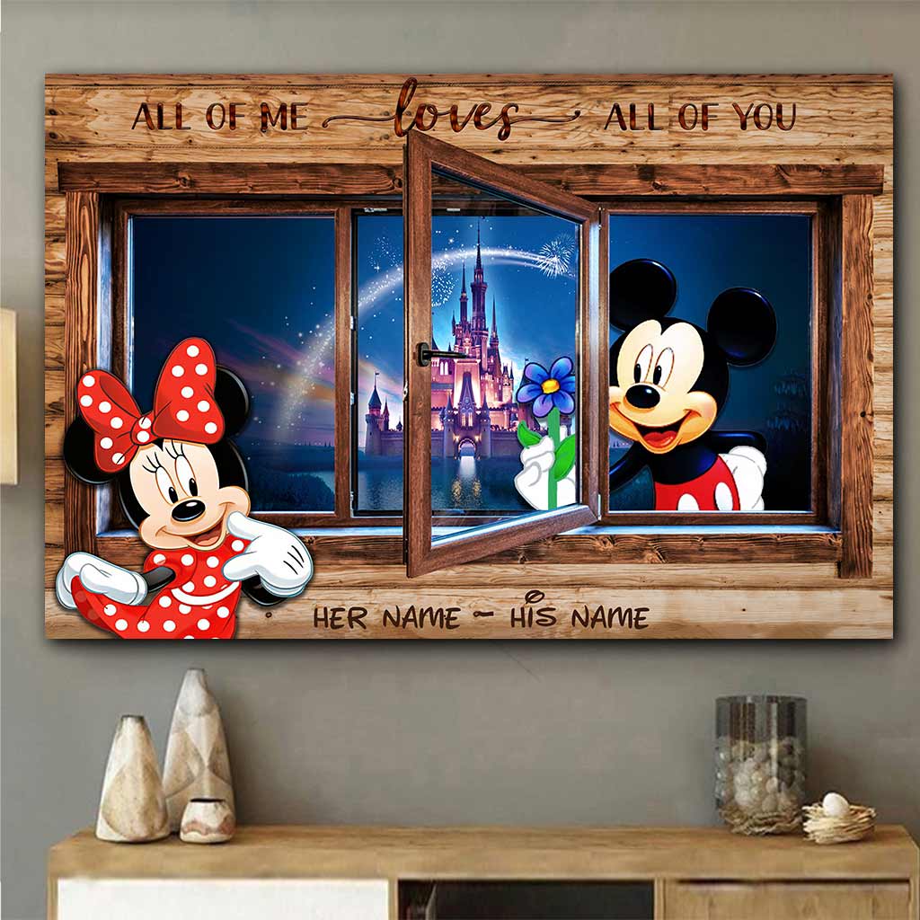 Personalized All of Me Mouse Poster Custom Names Gift for Couples Canvas and Poster GradoCreations