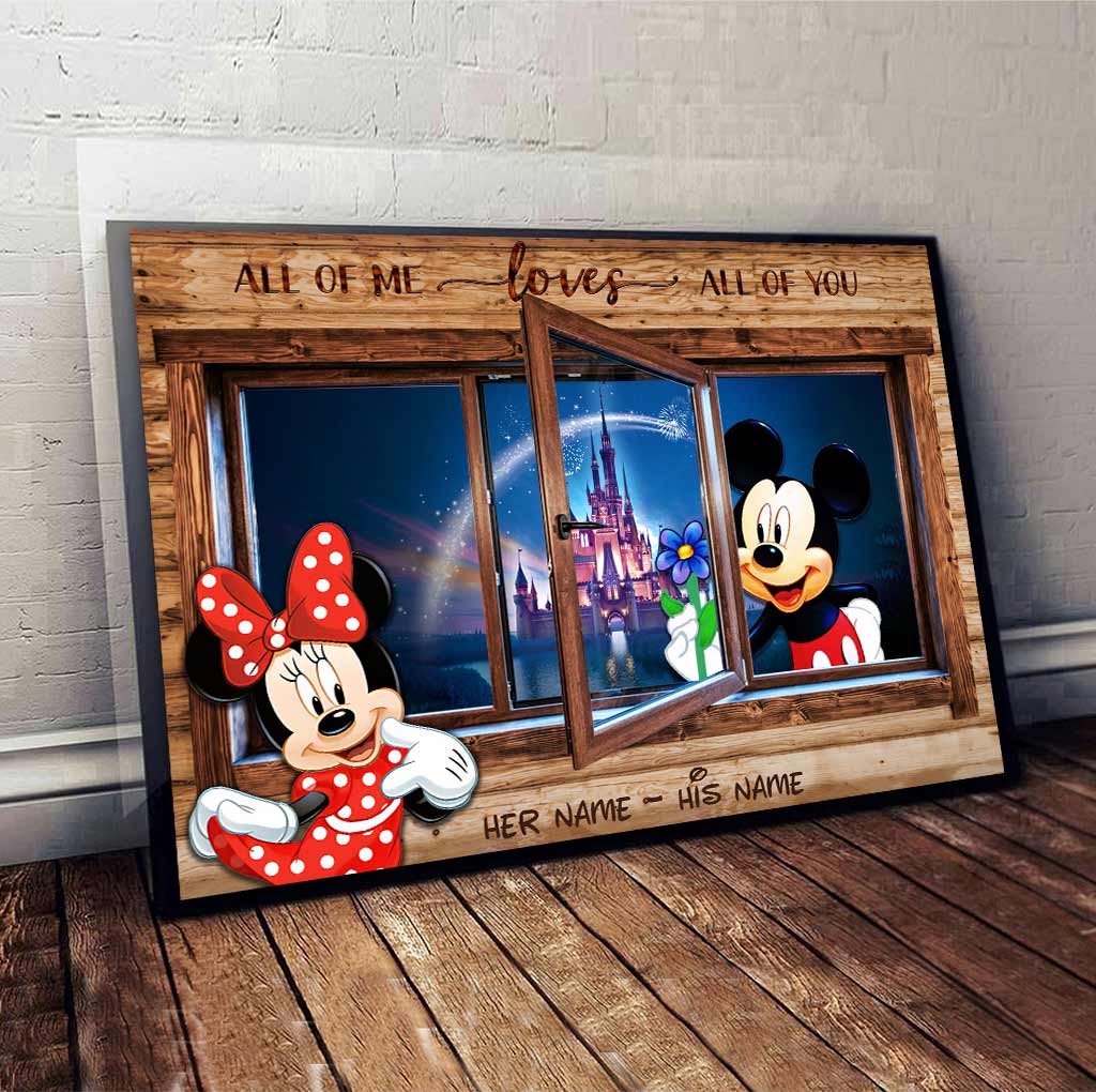 Personalized All of Me Mouse Poster Custom Names Gift for Couples Canvas and Poster GradoCreations
