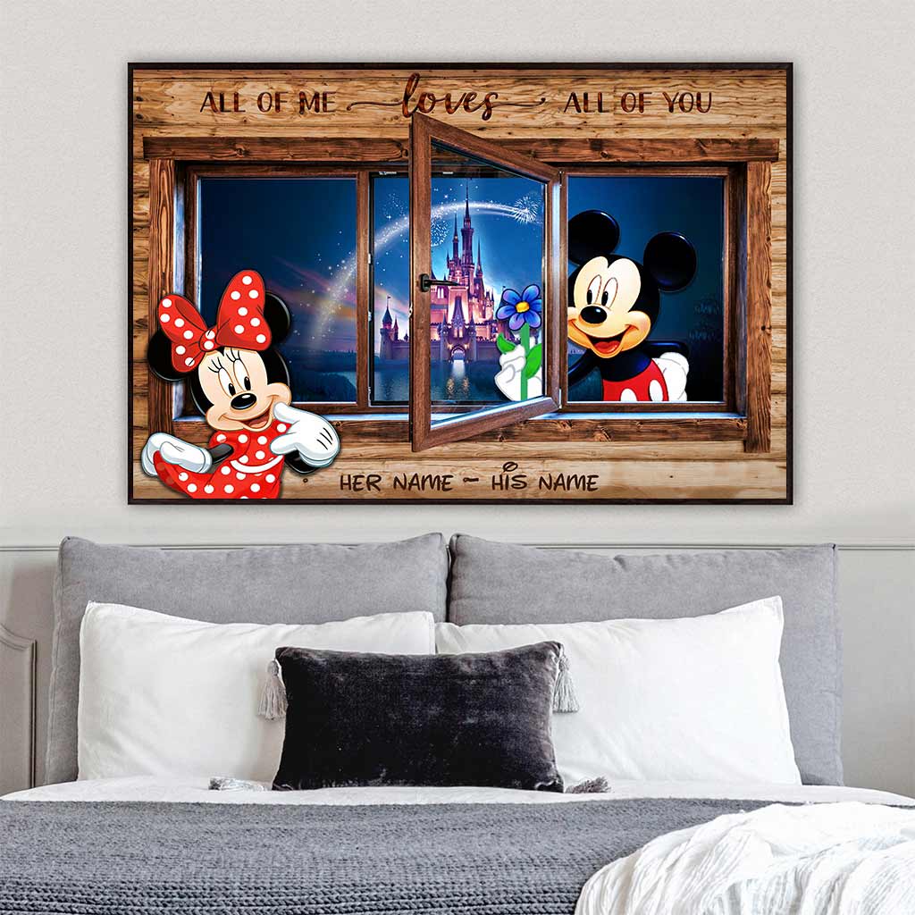 Personalized All of Me Mouse Poster Custom Names Gift for Couples Canvas and Poster GradoCreations