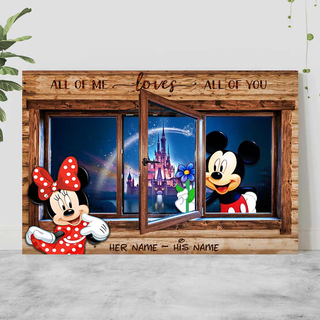 Personalized All of Me Mouse Poster Custom Names Gift for Couples Canvas and Poster GradoCreations