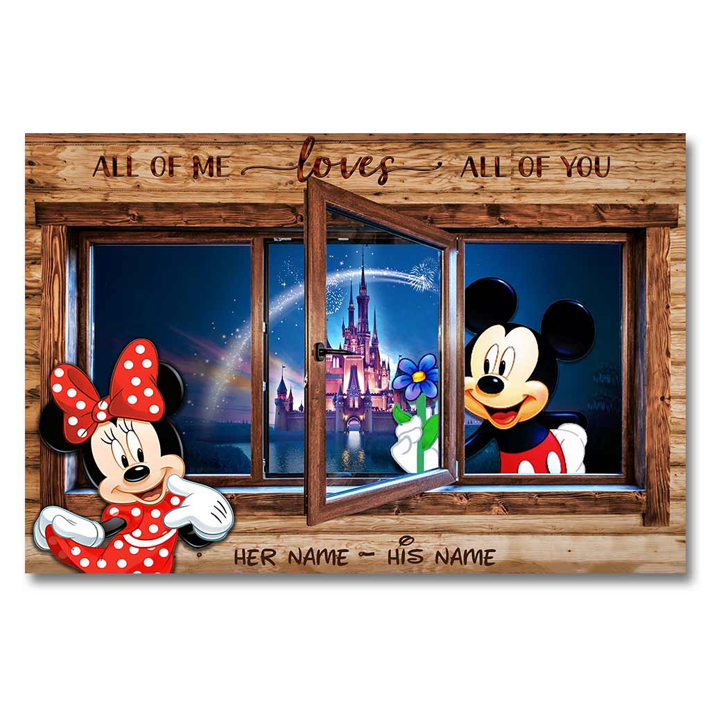 Personalized All of Me Mouse Poster Custom Names Gift for Couples Canvas and Poster GradoCreations