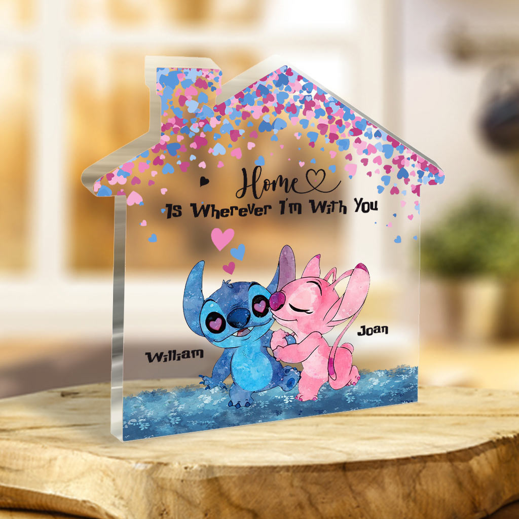 Personalized Couple Acrylic Plaque Gift Home Is Wherever I'm With You Custom Shaped Acrylic Plaque GradoCreations