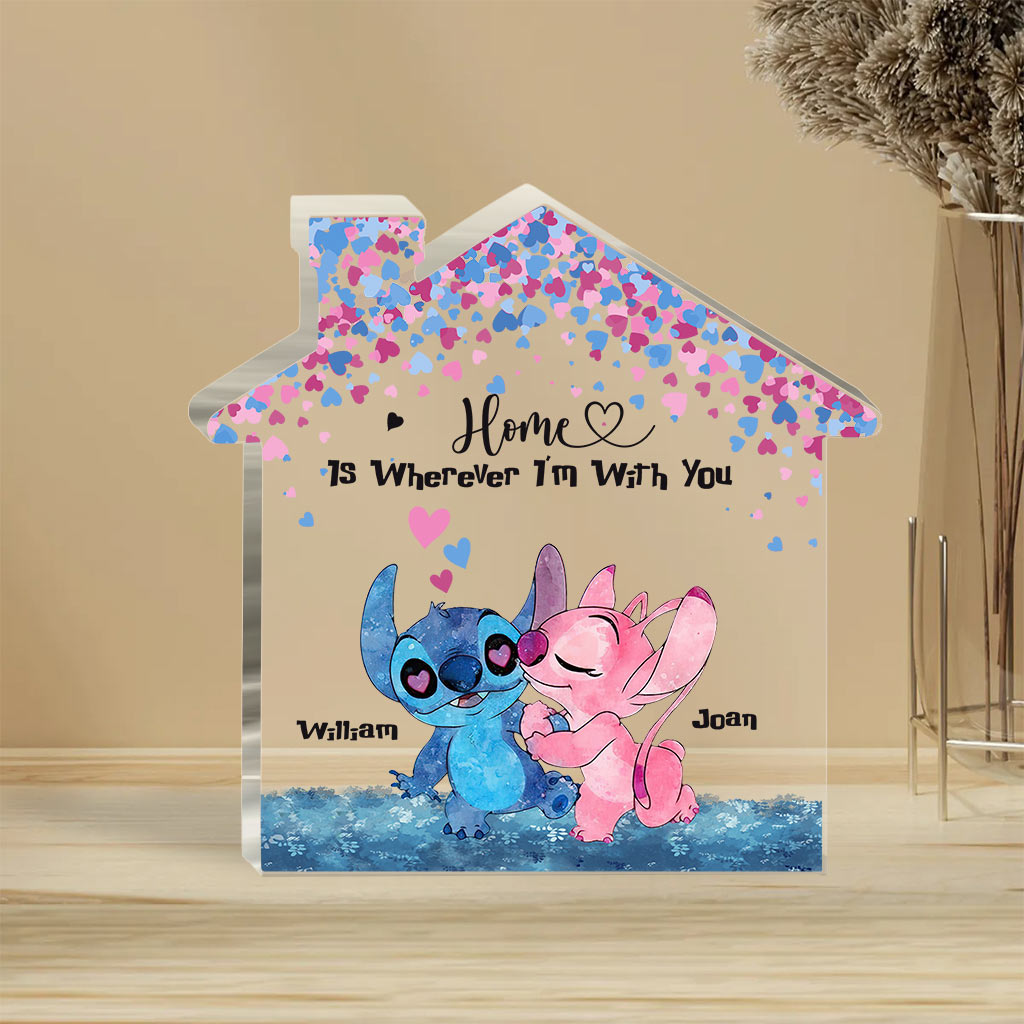 Personalized Couple Acrylic Plaque Gift Home Is Wherever I'm With You Custom Shaped Acrylic Plaque GradoCreations