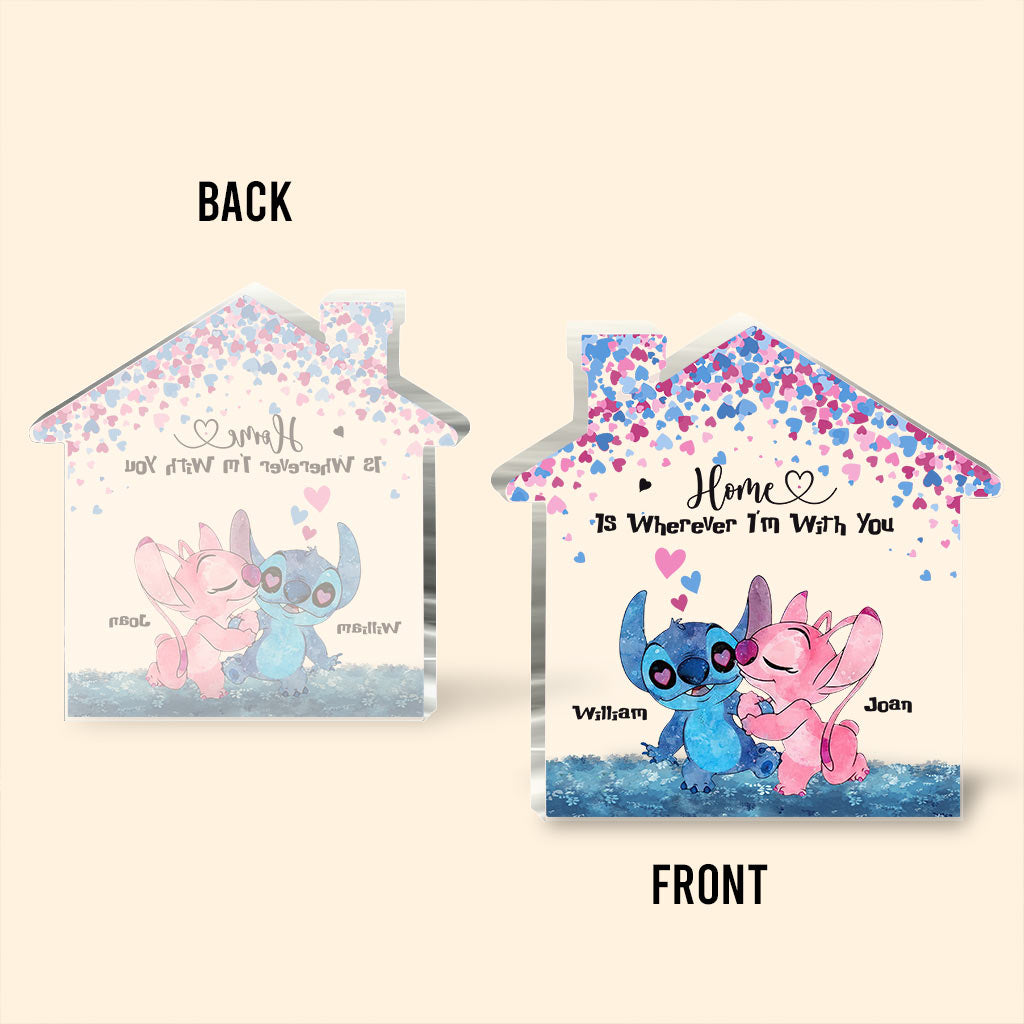 Personalized Couple Acrylic Plaque Gift Home Is Wherever I'm With You Custom Shaped Acrylic Plaque GradoCreations