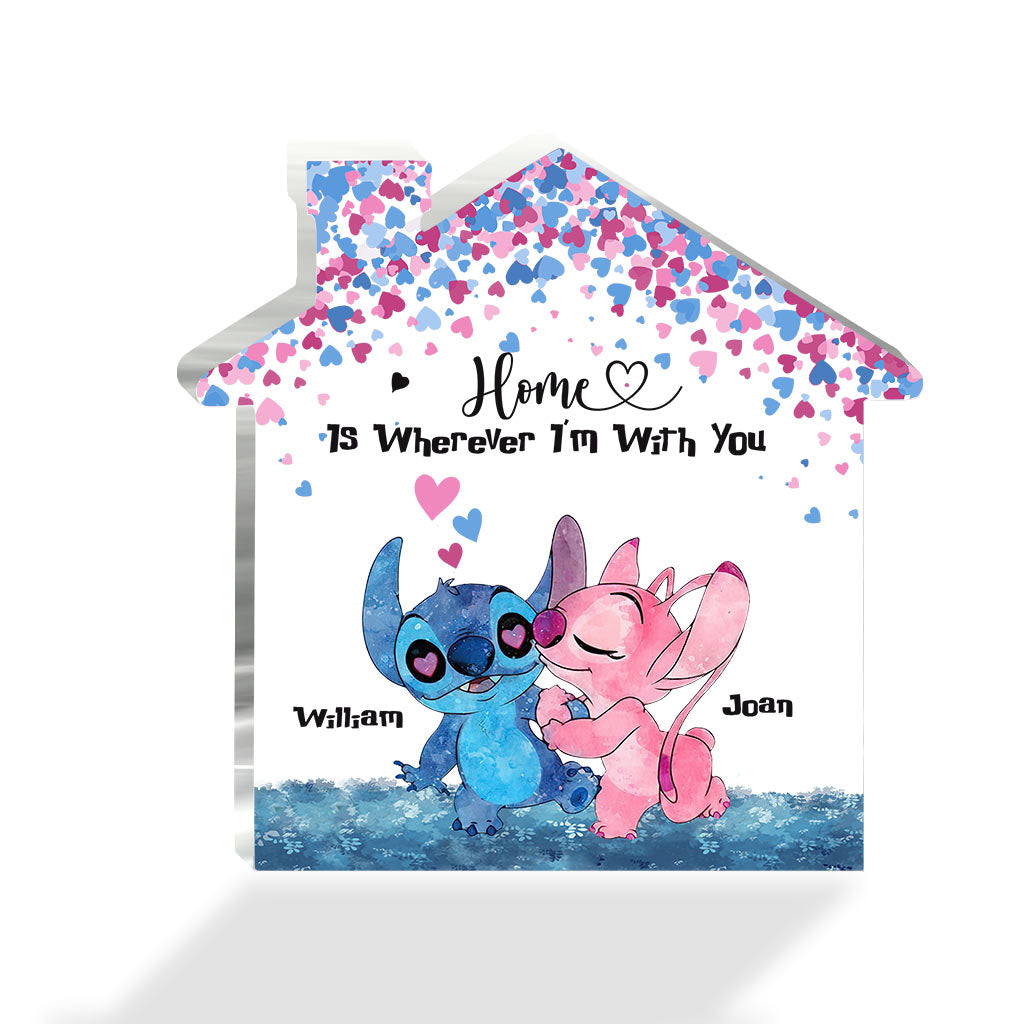 Personalized Couple Acrylic Plaque Gift Home Is Wherever I'm With You Custom Shaped Acrylic Plaque GradoCreations