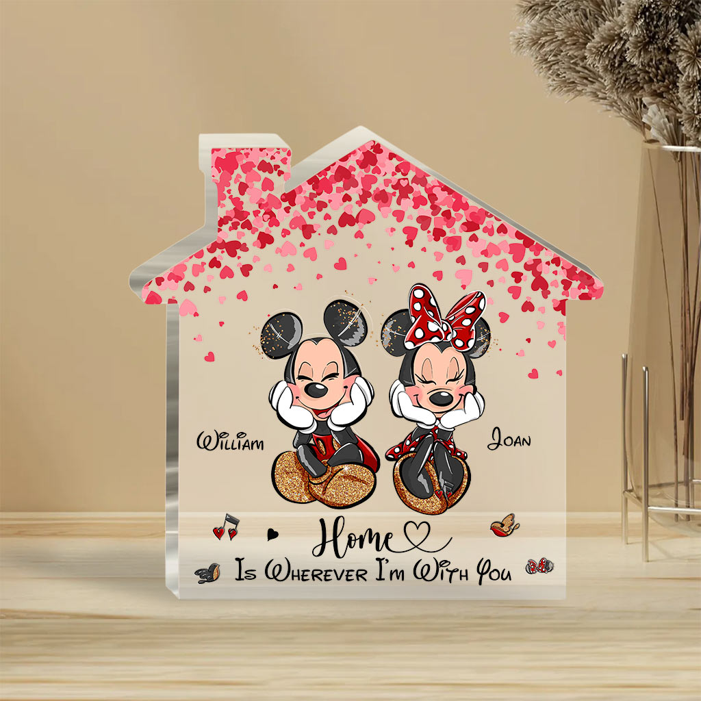 Personalized Home Is Wherever I'm With You Acrylic Plaque Gift for Couple Custom Shaped Acrylic Plaque GradoCreations