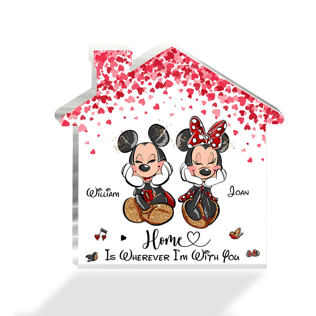 Personalized Home Is Wherever I'm With You Acrylic Plaque Gift for Couple Custom Shaped Acrylic Plaque GradoCreations