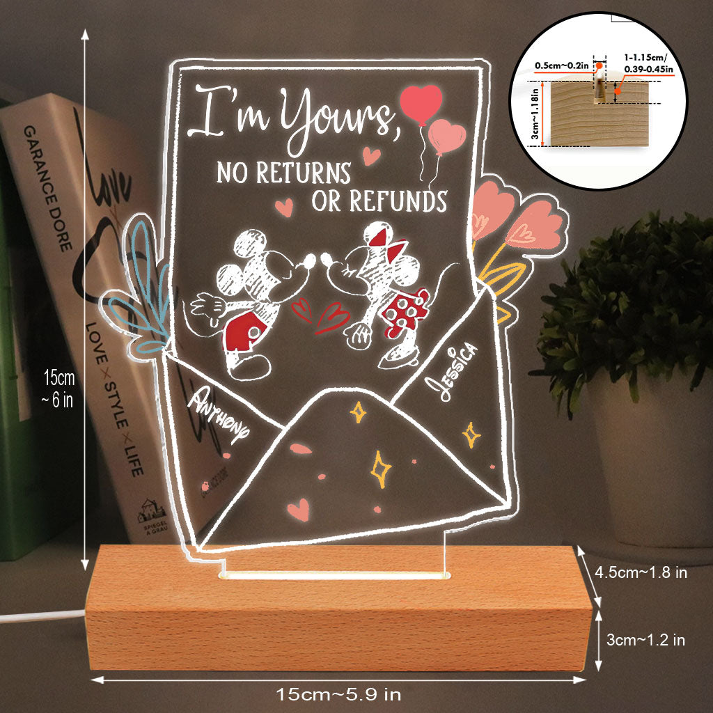 Personalized Couple Mouse Shaped Light Plaque Base with Custom Names Gift Shaped Plaque Light Base GradoCreations