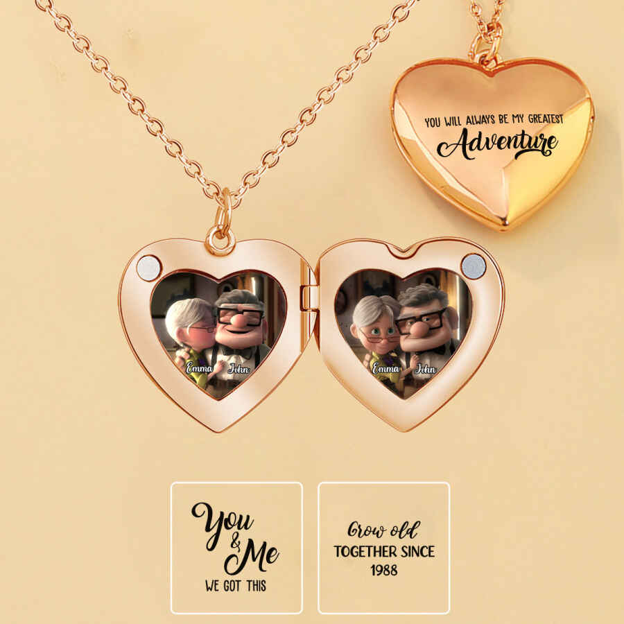 Personalized Heart Locket Pendant Necklace Custom Photo Gift for Mom Locket Pendant Necklace GradoCreations