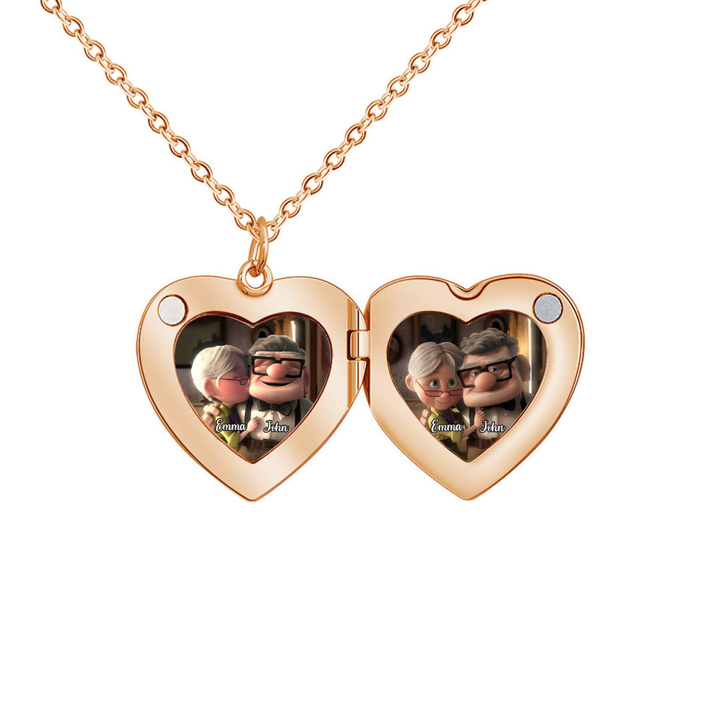 Personalized Heart Locket Pendant Necklace Custom Photo Gift for Mom Locket Pendant Necklace GradoCreations