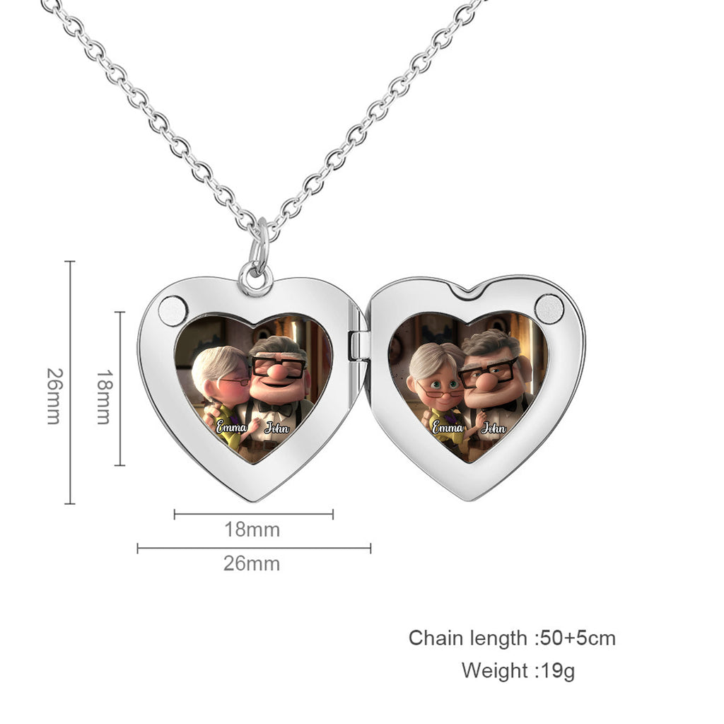 Personalized Heart Locket Pendant Necklace Custom Photo Gift for Mom Locket Pendant Necklace GradoCreations