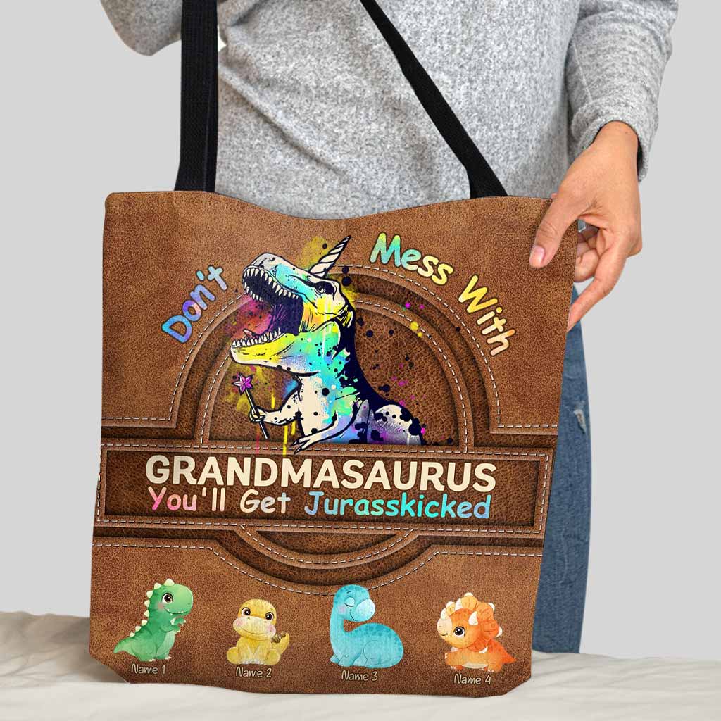 Personalized Grandmasaurus Tote Bag Custom Name Gift for Mom Tote Bag GradoCreations