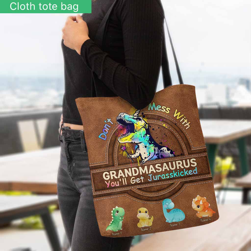 Personalized Grandmasaurus Tote Bag Custom Name Gift for Mom Tote Bag GradoCreations