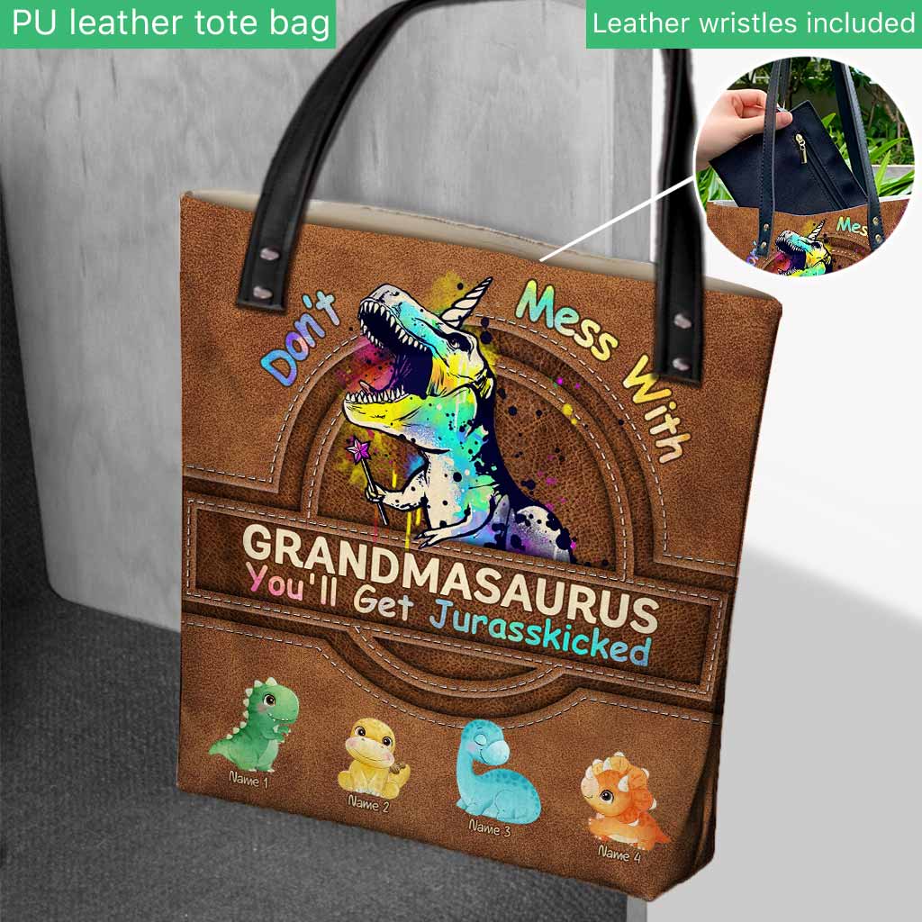 Personalized Grandmasaurus Tote Bag Custom Name Gift for Mom Tote Bag GradoCreations