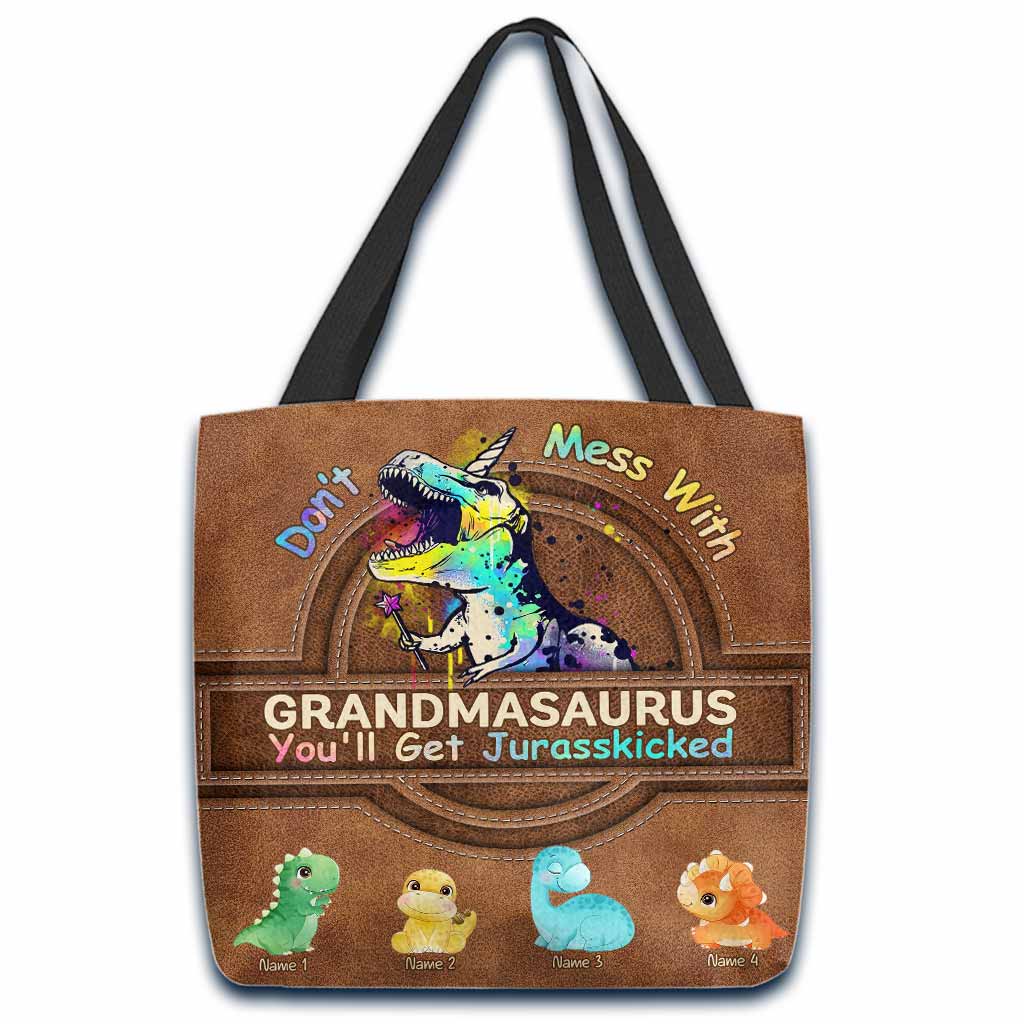 Personalized Grandmasaurus Tote Bag Custom Name Gift for Mom Tote Bag GradoCreations