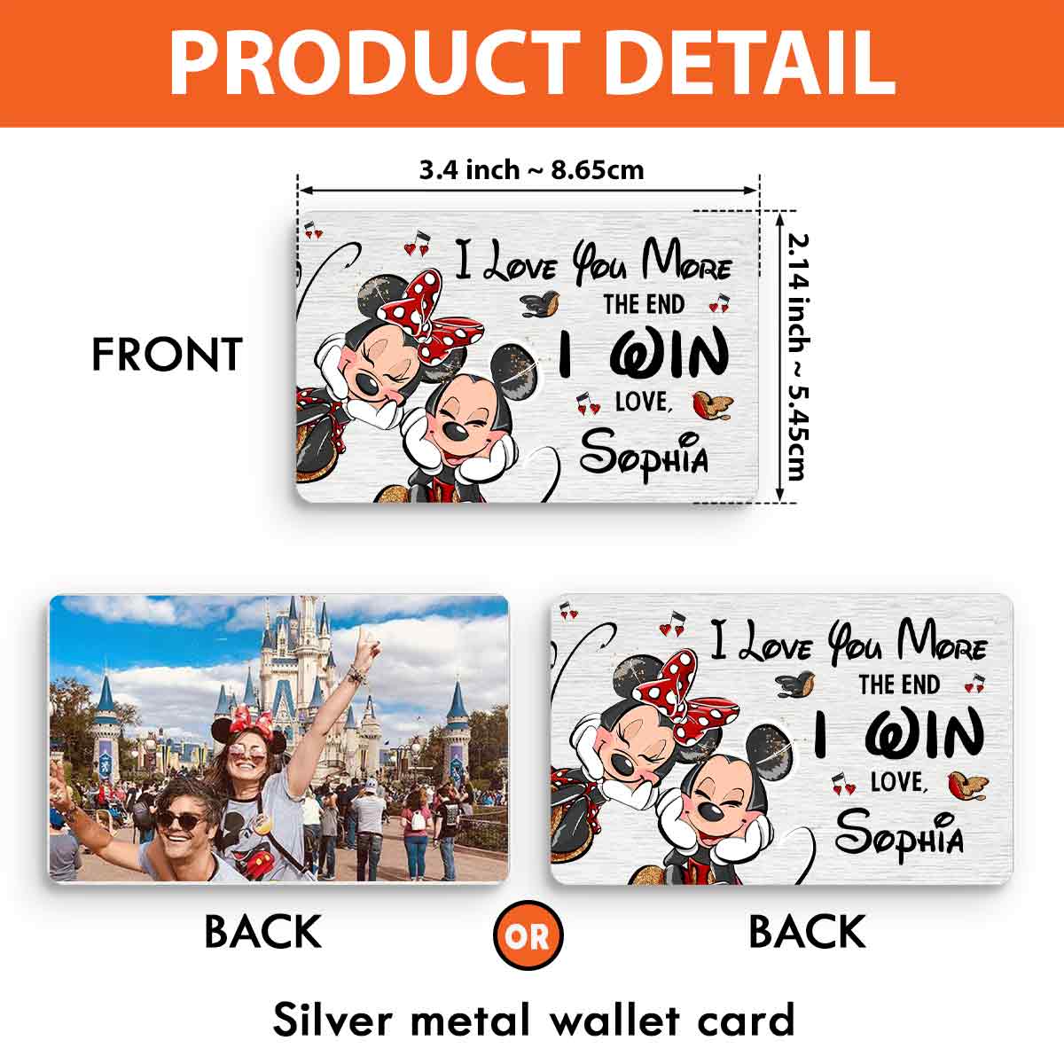 Personalized Metal Wallet Insert Card Custom Message Gift for Partner Wallet Insert Card GradoCreations