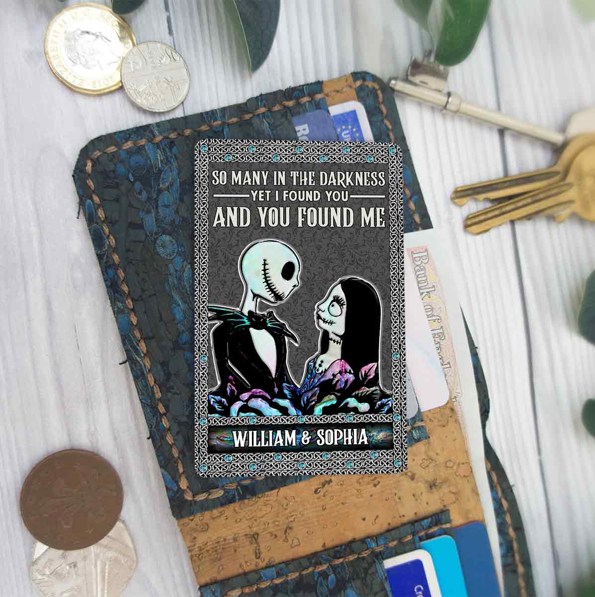 Personalized Metal Wallet Insert Card Custom Name Gift for Couples Wallet Insert Card GradoCreations