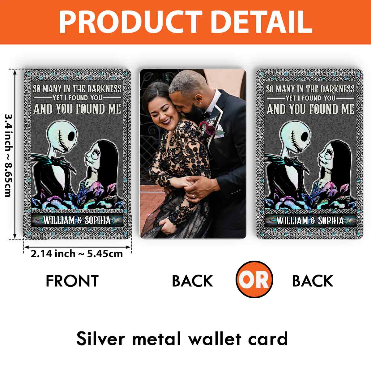 Personalized Metal Wallet Insert Card Custom Name Gift for Couples Wallet Insert Card GradoCreations